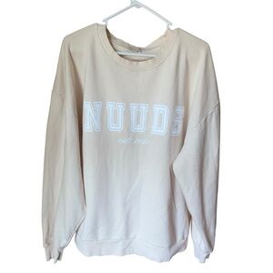 NUUDS Beige Oversized Crewneck Sweatshirt Est. 2022 Birthday‎ Drop XL